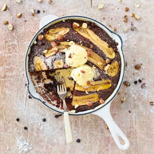 Schoko-Bananen-Skillet-Cake