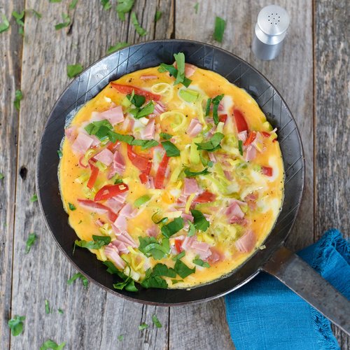 Schinken-Porree-Omelett