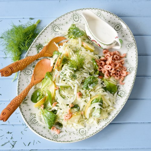 Fenchelsalat mit Äpfeln und Krabben