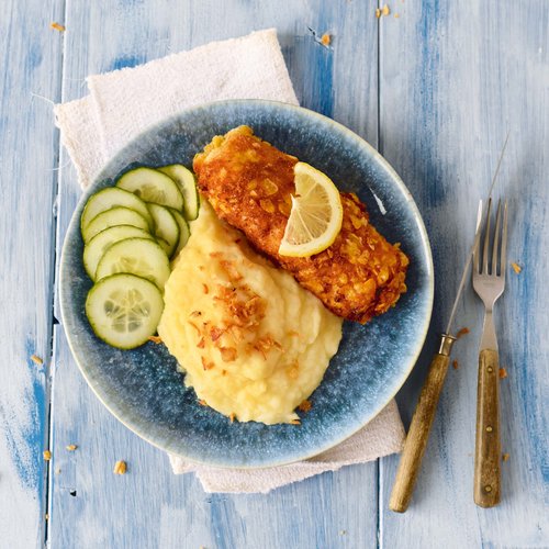 Knusperfisch mit Selleriepüree